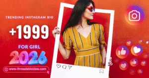 1999+ bio for Instagram for girl 2026 – trending, stylish, and aesthetic featured image with a girl holding photo frame and Instagram theme background.