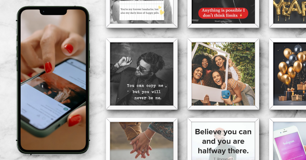 ideas for posting on Instagram with quotes, love captions, birthday posts and creative examples